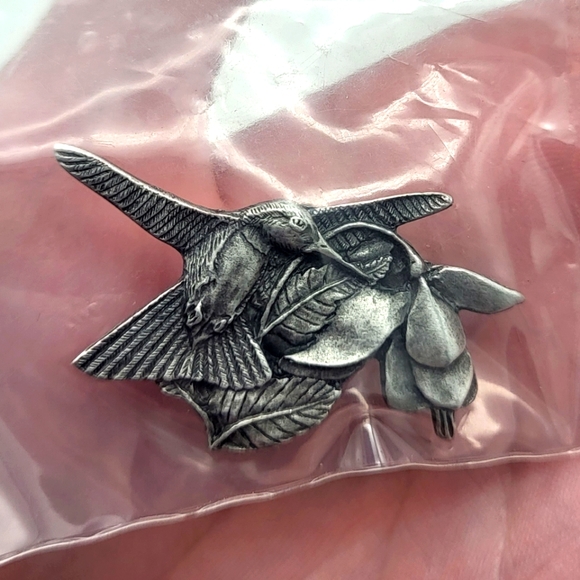 birds and blooms Jewelry - Pewter Bird and Flower pin from 1995